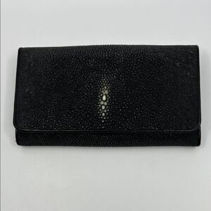 Black Stingray Skin Long Wallet